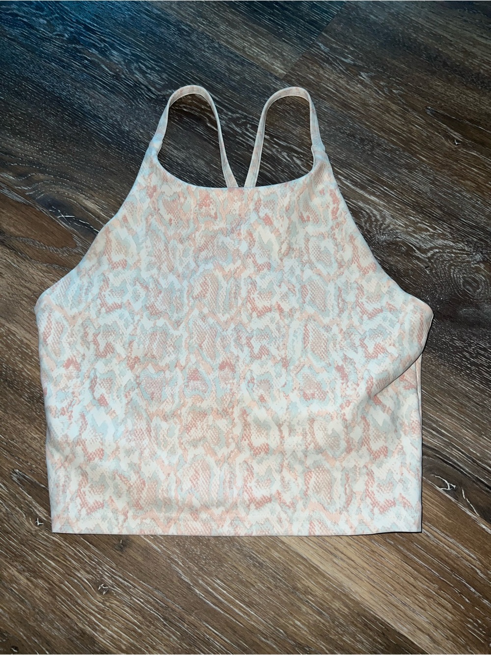 Old Navy Cream and Pink Snake-Print Cropped Tank